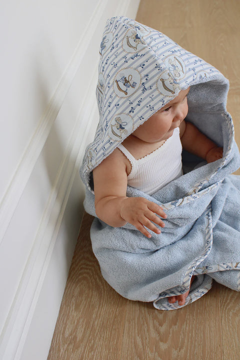 Little Threads Hooded Towel - Blue Rocking Horse