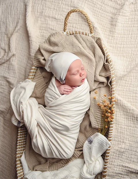 Jacqueline and Jac Blanket & Beanie Set - Natural White