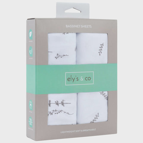 Ely's & Co. 2pk Bassinet Sheets - Forest Grey Leaf