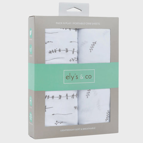 Ely's & Co. 2pk Pack n Play Sheets - Forest Grey Leaf