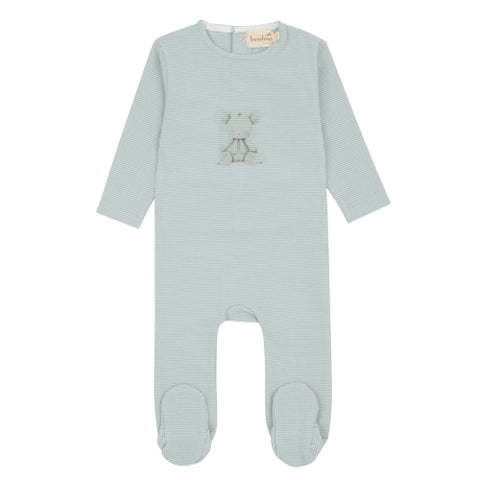 Bondoux Striped Footie & Hat 319 - Blue