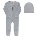 Aurora Cross Stitch Footie + Beanie - Blue