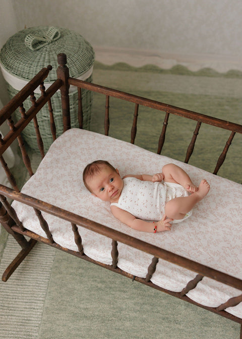 Aurora Floral Leaf Footie + Bonnet - Ivory Girl