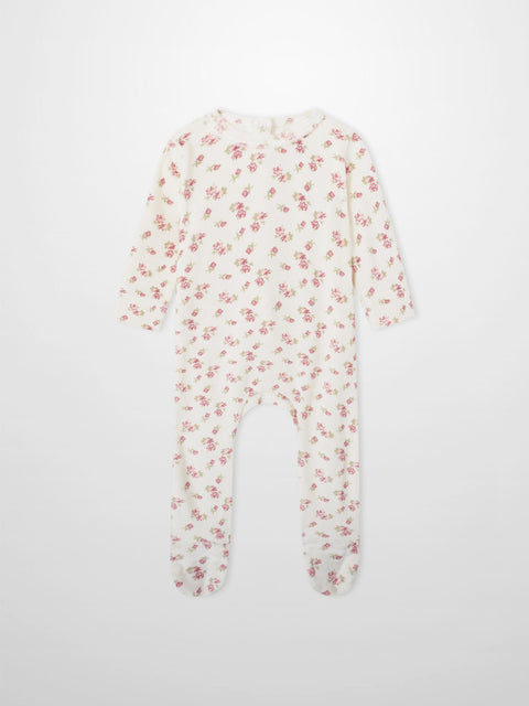 Adee Tiny Blossom Velour Footie - Pink