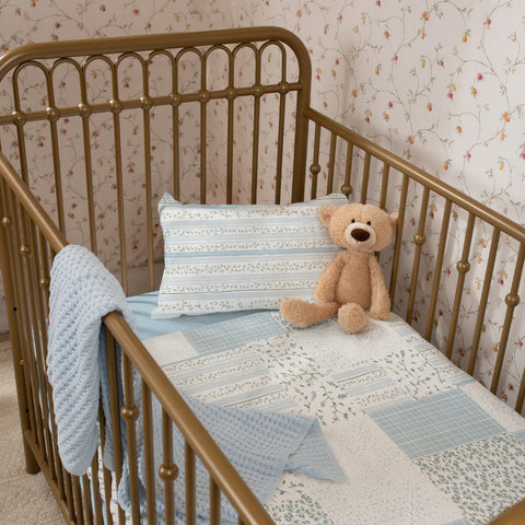 Petite Belle 5pc Crib Set - Flora Blue
