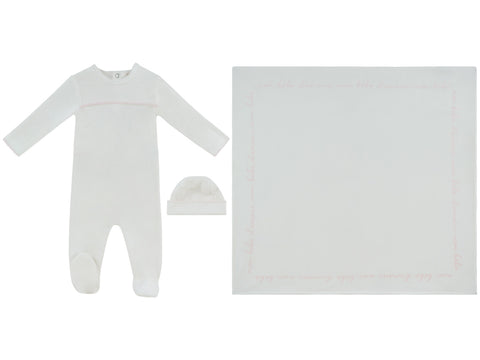 Kipp Baby Mon Bebe D'Amour Footie, Hat & Blanket Set - Pink