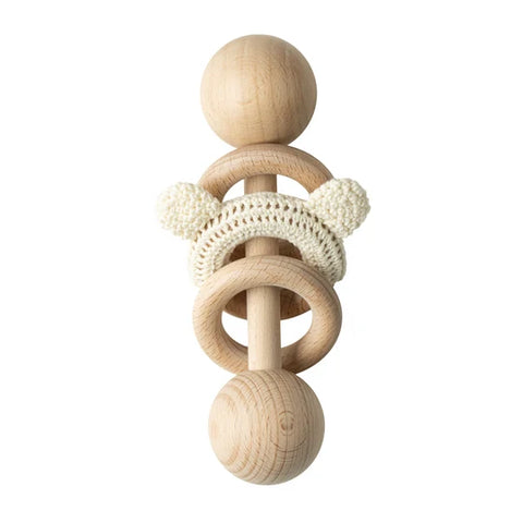 Picky Baby Rattle With Teddy - Off White