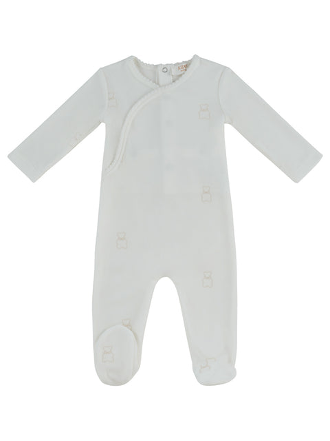 Kipp Baby Petit Ours Pattern Footie & Hat Set - Stone