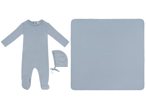 Kipp Baby Mon Bebe Footie, Hat & Blanket Set - Blue