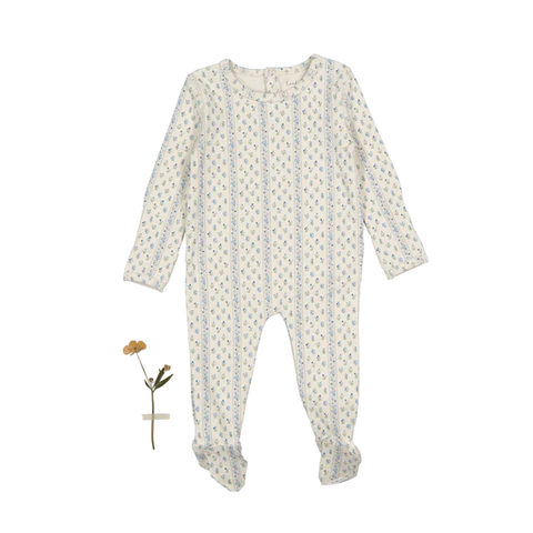 Lovely Littles Lux Blue Pointelle Footie + Beanie