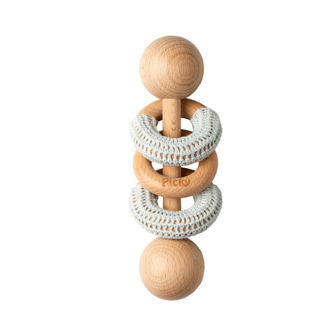 Picky Baby Rattle With Rings - Light Blue
