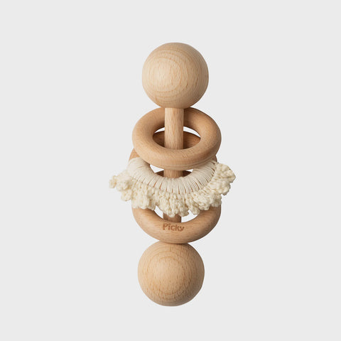Picky Baby Rattle With Ruffle - Off White