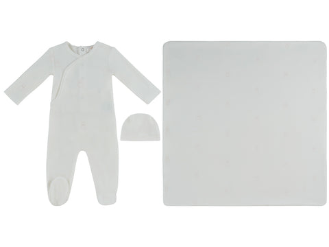 Kipp Baby Petit Ours Pattern Footie, Hat & Blanket Set - Pink