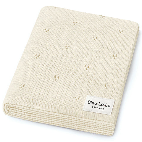 Bleu La La Pointelle Knit Blanket - Butter Cream