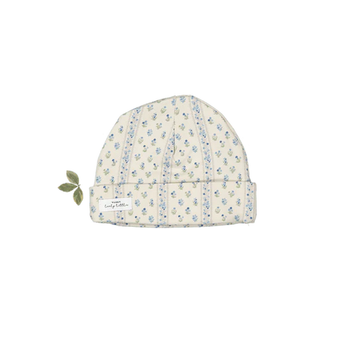 Lovely Littles Lux Blue Pointelle Footie + Beanie