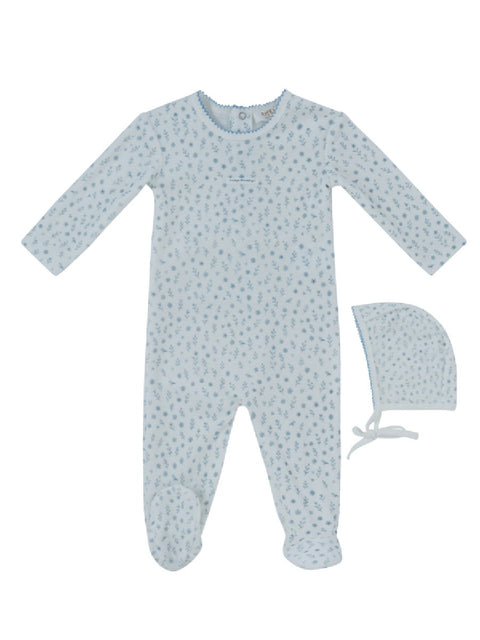 Kipp Baby Whispering Blooms Footie & Hat Set - Dark Blue