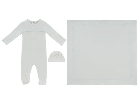 Kipp Baby Mon Bebe D'Amour Footie, Hat & Blanket Set - Blue