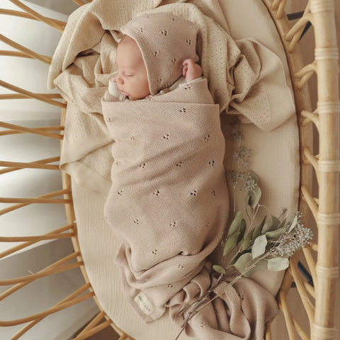 Bleu La La Pointelle Knit Blanket - Butter Cream