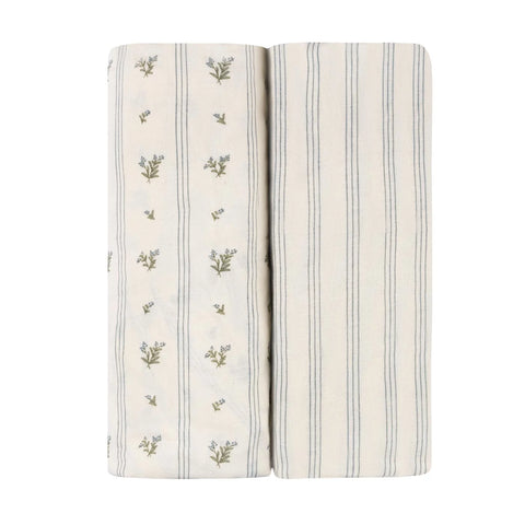 Ely's & Co. 2pk Bassinet Sheets - Linear Berry Leaf