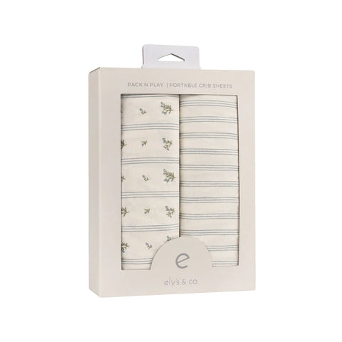 Ely's & Co. 2pk Bassinet Sheets - Linear Berry Leaf