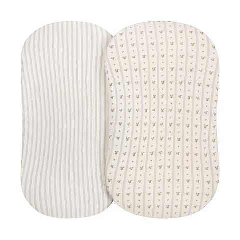 Ely's & Co. 2pk Bassinet Sheets - Linear Berry Leaf