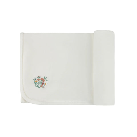 Ely's & co. Ribbed Floral Embroidered Blanket - Ivory