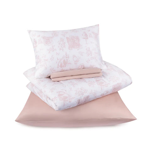 Petite Belle 5pc Crib Set - Toile Safra Rose Pink
