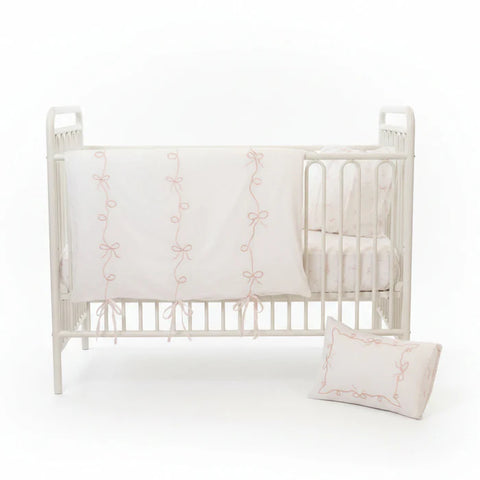 Petite Belle 5pc Crib Set - Lafayette Pink Lace Embroidered