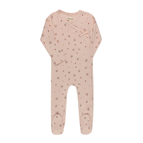 Ely's & Co Printed Floral Star Footie - Pink Floral