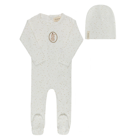 Ely's & Co Bunny Footie+Beanie - Ivory Tan