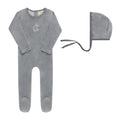 Metallic Wreath Footie + Bonnet Blue