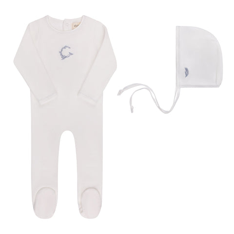 Metallic Wreath Footie + Bonnet Ivory Boy