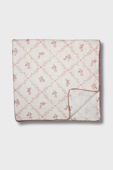 Little Threads Muslin Blanket - Lattice Pink