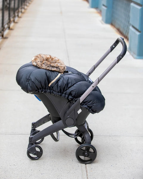 7Am Car Seat Cocoon - Black Faux Fur
