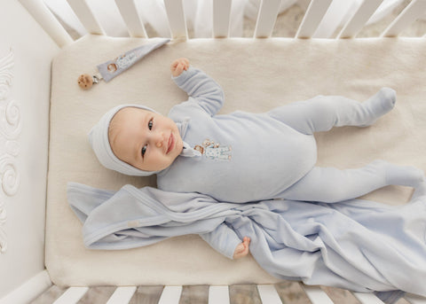 Daisy Gift Box Doll Footie + Bonnet - Soft Blue