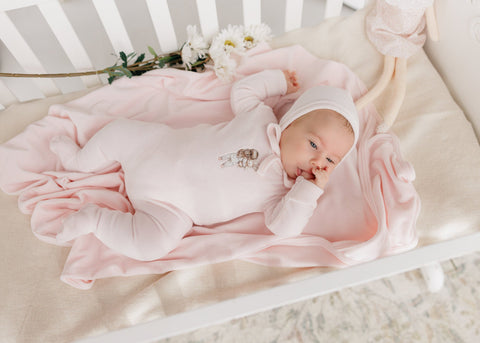 Daisy Gift Box Doll Footie Bonnet & Blanket Set - Soft Pink