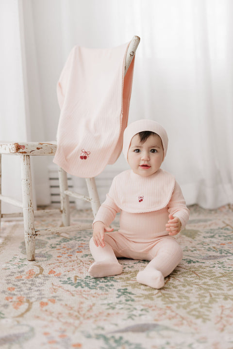 Aurora Pointelle Bow Footie+Beanie 0072,0071-FB - Pink,Red
