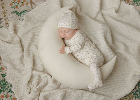 Aurora Floral Rib Collection Footie+Beanie 0043,0045-FB - Ivory Blue