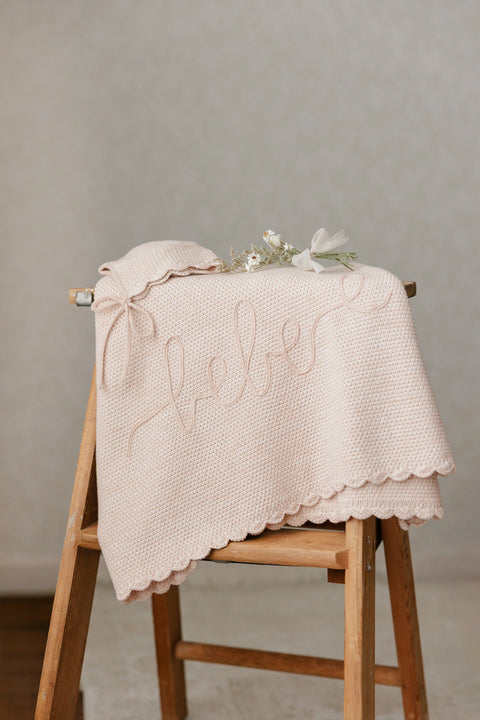 Peluche Scalloped Mélange Bebe Blanket - Rose