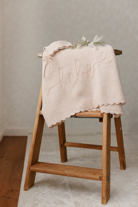 Peluche Scalloped Mélange Bebe Blanket - Rose