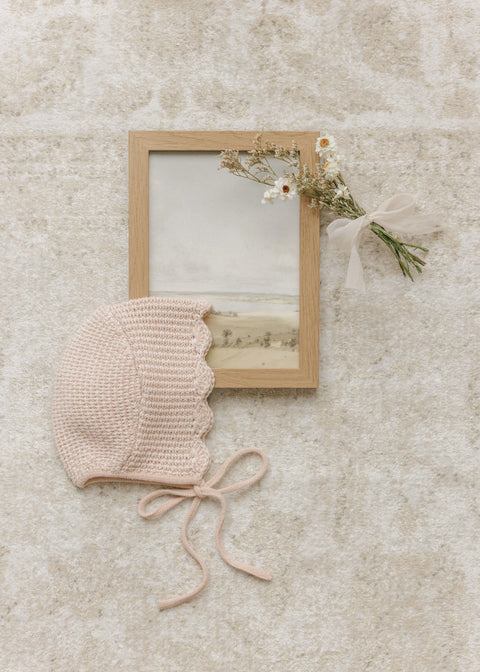 Peluche Scalloped Mélange Bonnet - Rose