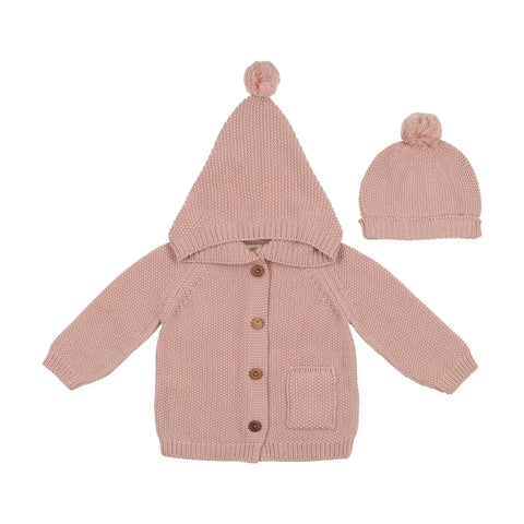 Mema Knits Hooded Knit Sweater+Beanie/M324