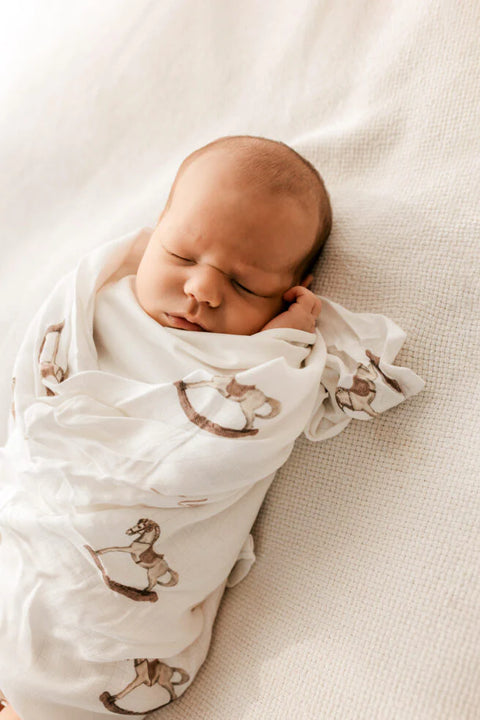 Petite Laure Baby Swaddle Bamboo - Rocking Horse Pink