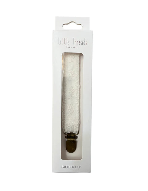 Little Threads Pacifier Clip - Floral Lace White