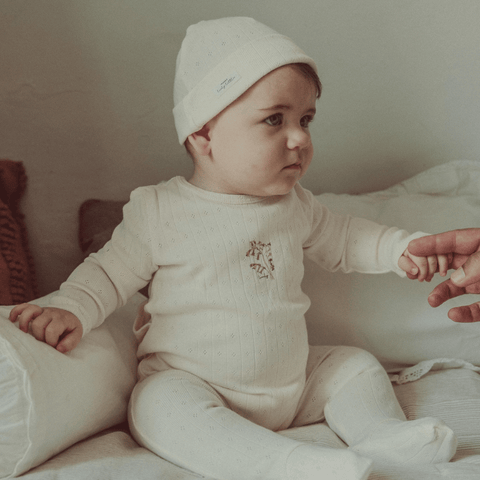 Lovely Littles Printed Footie + Hat - Pink Bluebelle