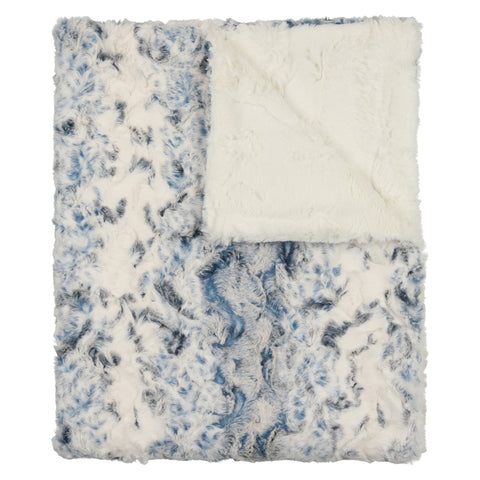 Peluche Lux Fur Blanket - Speckled Blue & Natural