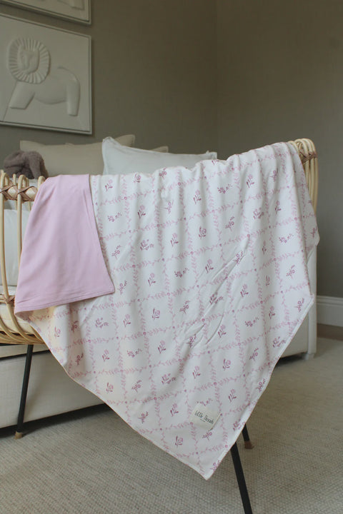 Little Threads Jersey Blanket - Pink Lattice