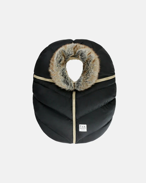 7Am Car Seat Cocoon - Black Faux Fur