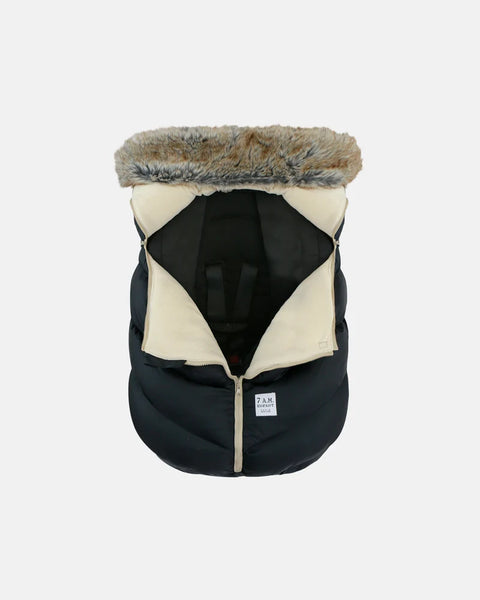7Am Car Seat Cocoon - Black Faux Fur