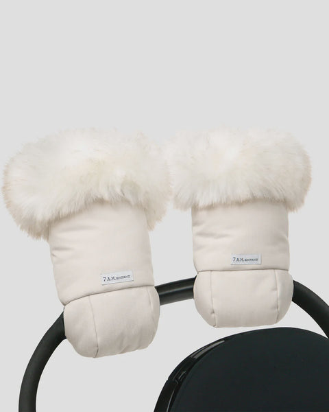 7AM Warmmuffs - White Fur/Beige Heather